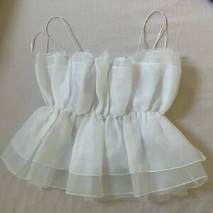 Elegant White Ruffled Top